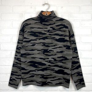 Tahari Plush Camo Print Mock Neck Sweater XS